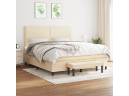 Vidaxl Cama Com Molas/colchão 180x200 Cm Tecido Cor Creme
