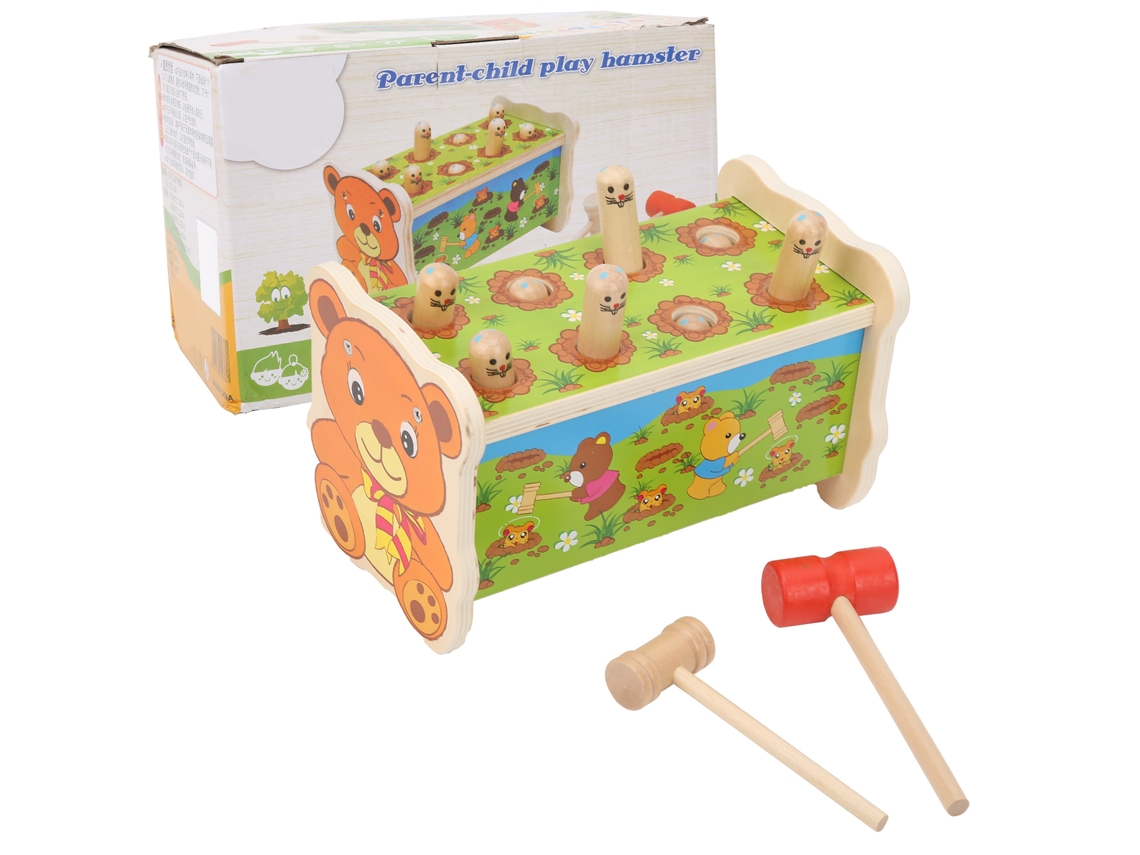 Banco De Bater De Madeira Para Crianças Com Martelos Jogo Hit Hamster Educativo Seguro