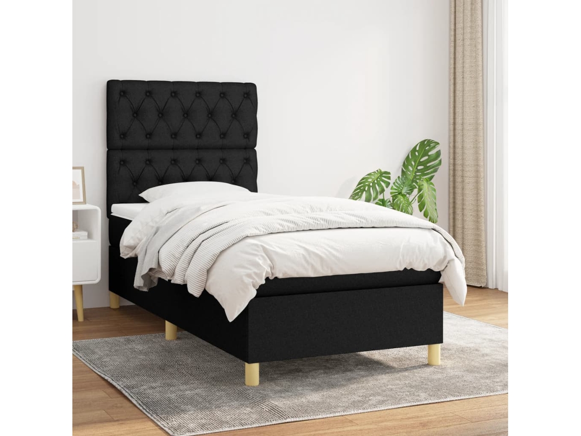 Vidaxl Cama Com Molas/colchão 80x200 Cm Tecido Preto
