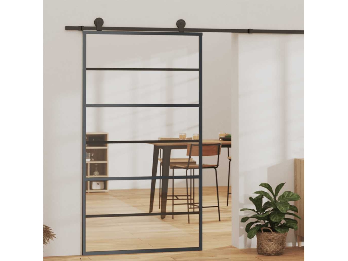 Vidaxl Porta Deslizante Em Vidro Esg E Alumínio 102x205 Cm Preto