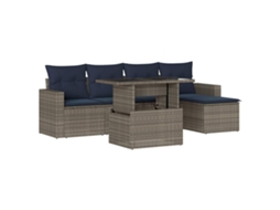 Conjunto de Sofá de Jardim, 6 Peças, Almofadas, Rattan Cinza MAISON EXCLUSIVE
