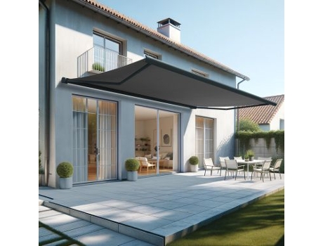 Toldo Coffre Hevoa Cinza Antracite 6,00x3,50 Motorizado com socorro telecomando - Tela Cinza Escura