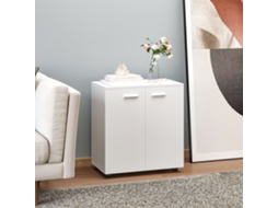 Armário móvel branco (60x35x65cm) com rodas, prateleiras e design moderno | S/MARCA