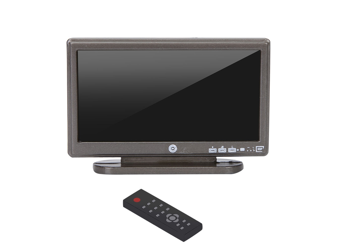 Ats televisor Miniatura 1:12 com Controle Remoto Acessório de Decoração para Casa de Bonecas