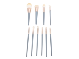 10pcs Set De Brochas De Maquillaje Profesionales En Azul