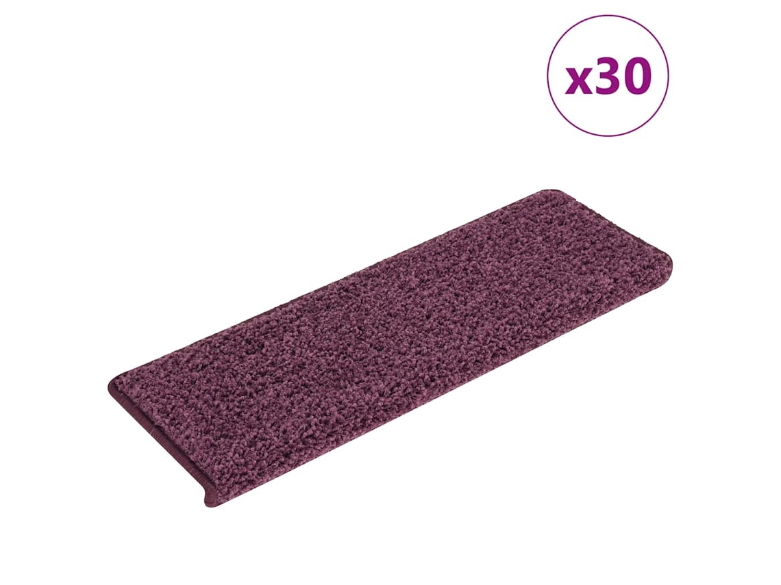 Vidaxl Tapetes De Escada 30 Peças 65x21x4 Cm Roxo Escuro Com Borda Retangular
