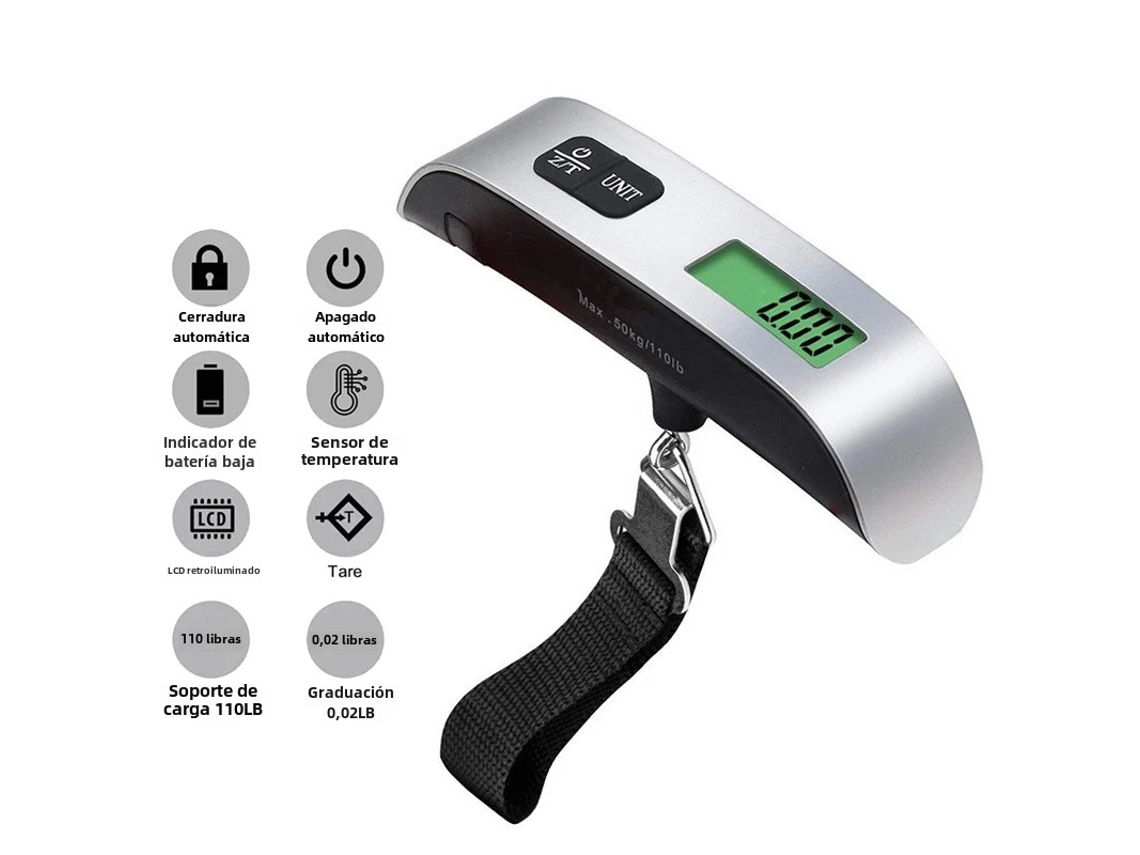 Balança Digital Portátil Lcd de 50 Kg para Pesagem de Bagagem. MDUG (110 Lbs)