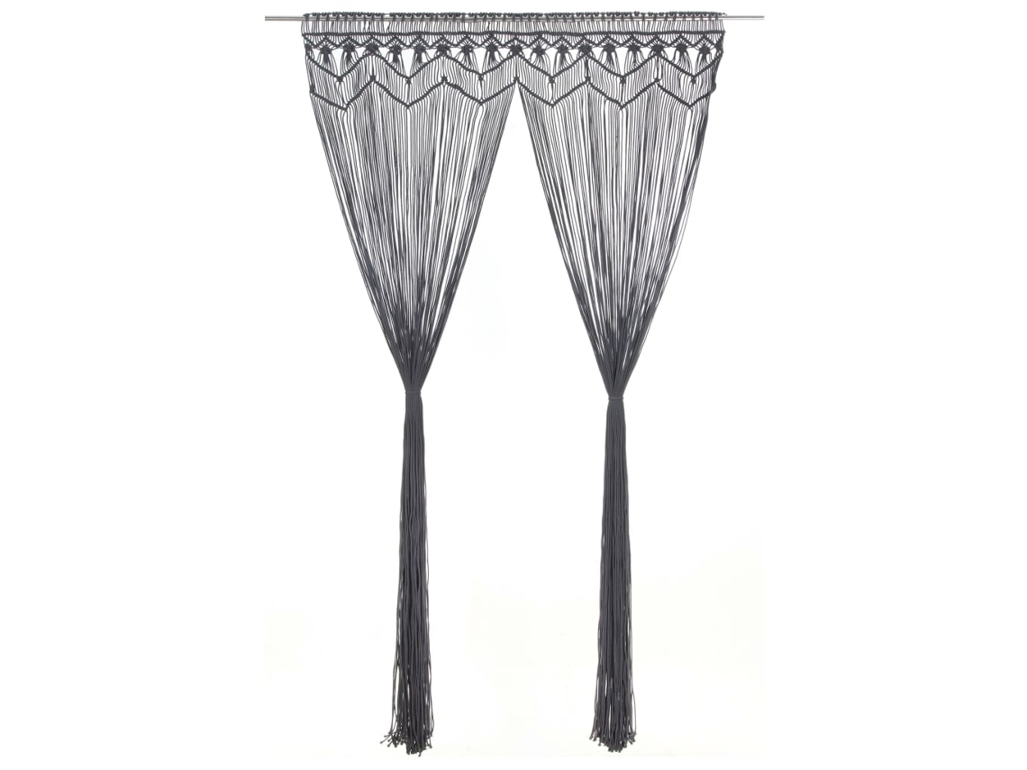 Vidaxl Cortina Macramé 140x240 Cm Algodão Antracite