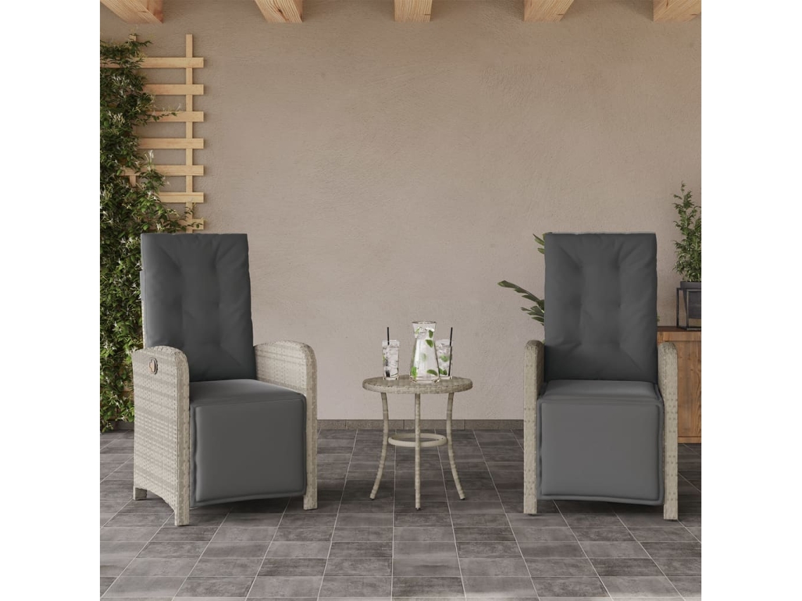 Cadeiras Jardim Reclináveis 2 Pcs C/ Apoio De Pés Cinza Claro Dkd Home Decor