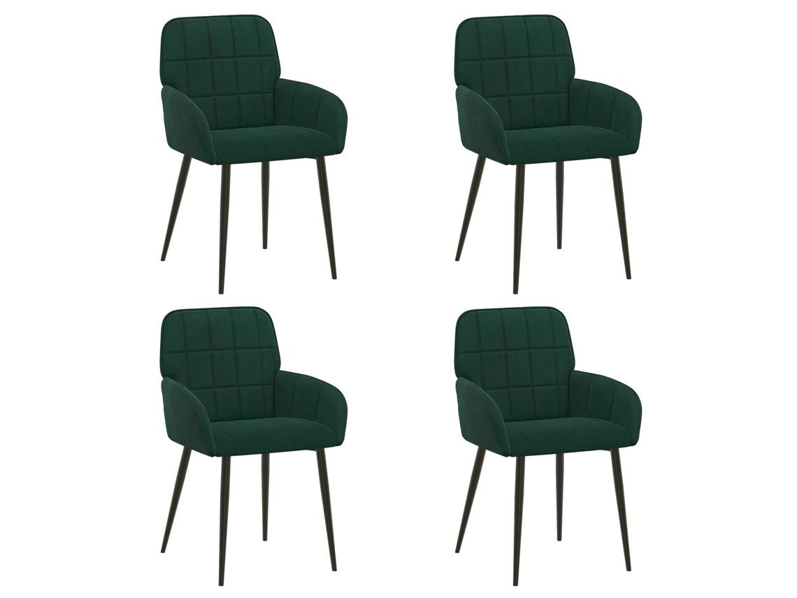 Conjunto 4 Cadeiras De Jantar Vidaxl Verde Veludo (57 X 50 X 85 Cm)