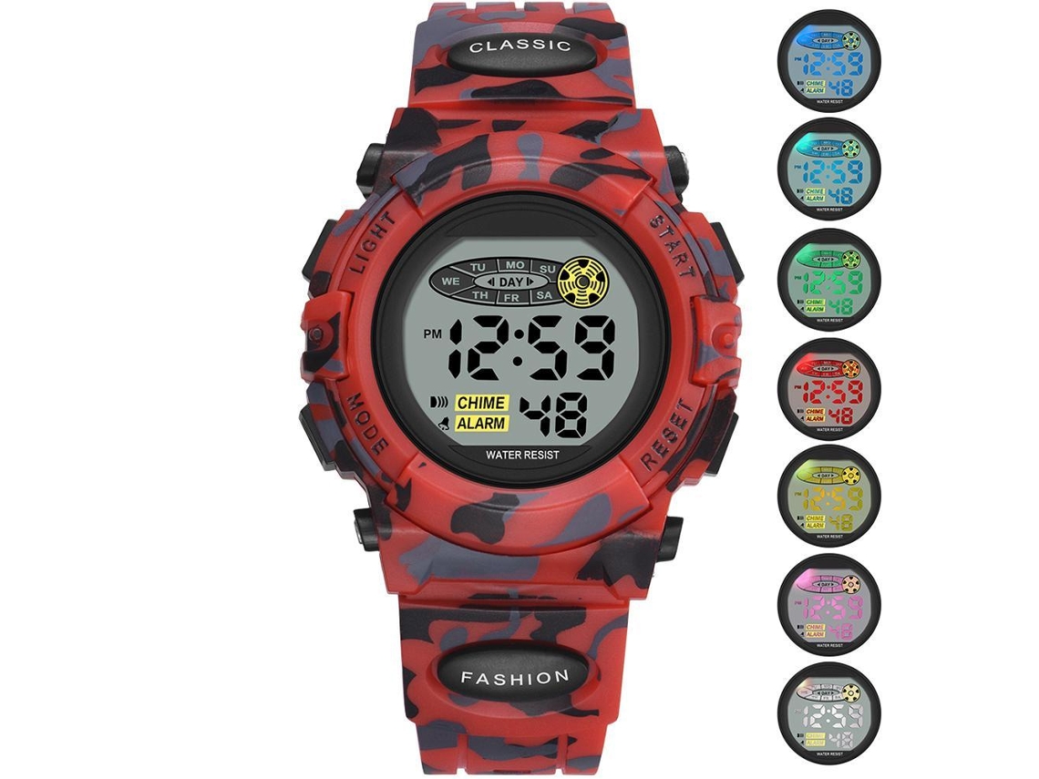 2026 reloj Deportivo Digital para Niños Impermeable Con 7 Led Coloridos Alarma Reloj Electrónico Casual para Niños Niñas