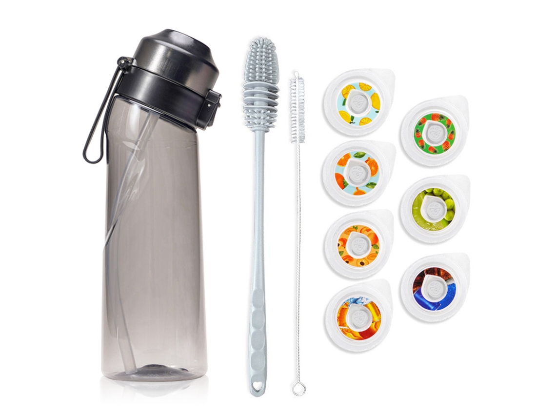 Garrafa De Água De Air 650ml Com 7 Cápsulas De Sabor Preto Transparente Spqment