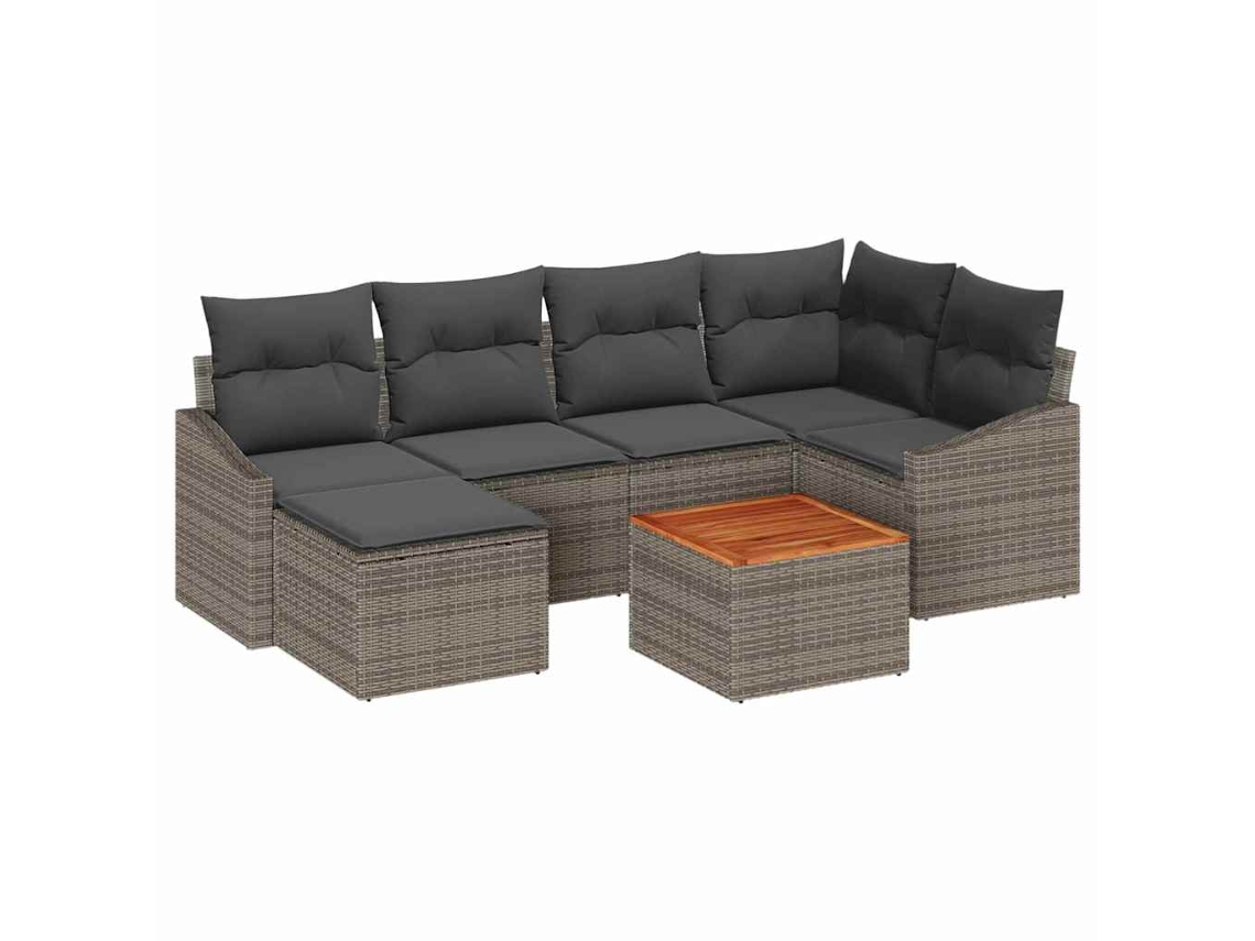 Conjunto de sofá de jardim 7 peças Cinzeto Vime Pe MAISON EXCLUSIVE