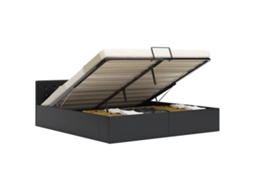 Bed Frame, Bed Frames Vidaxl Preto Couro Artificial (180 X 200 Cm)
