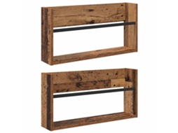 Vidaxl Estante De Revistas 2 Pcs Madeira Antiga 60 X 12 X 30 Cm
