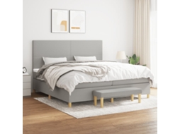 Vidaxl Cama Com Molas/colchão 200x200 Cm Tecido Cinza-claro
