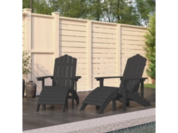 Vidaxl Cadeiras Jardim Adirondack C/ Apoio De Pés 2 Pcs Pead Antracite