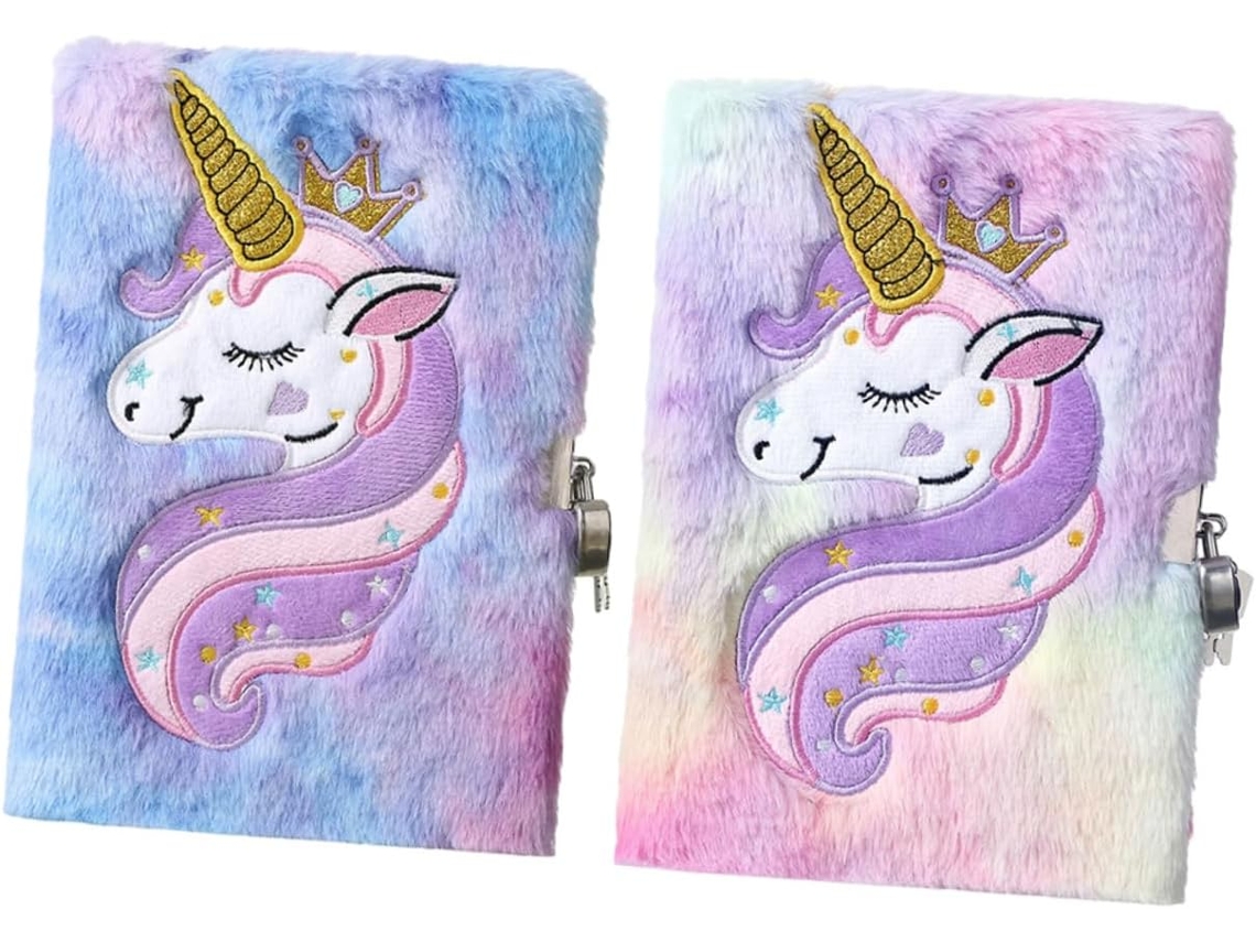 De Pelúcia Adorável De 2 Peças Com Cadeado De Unicórnio, Diário Para Meninas Para Escrever E Gokoco
