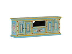 Móvel De Tv 110x30x40 Cm Madeira De Mangueira Maciça Azul Dkd Home Decor