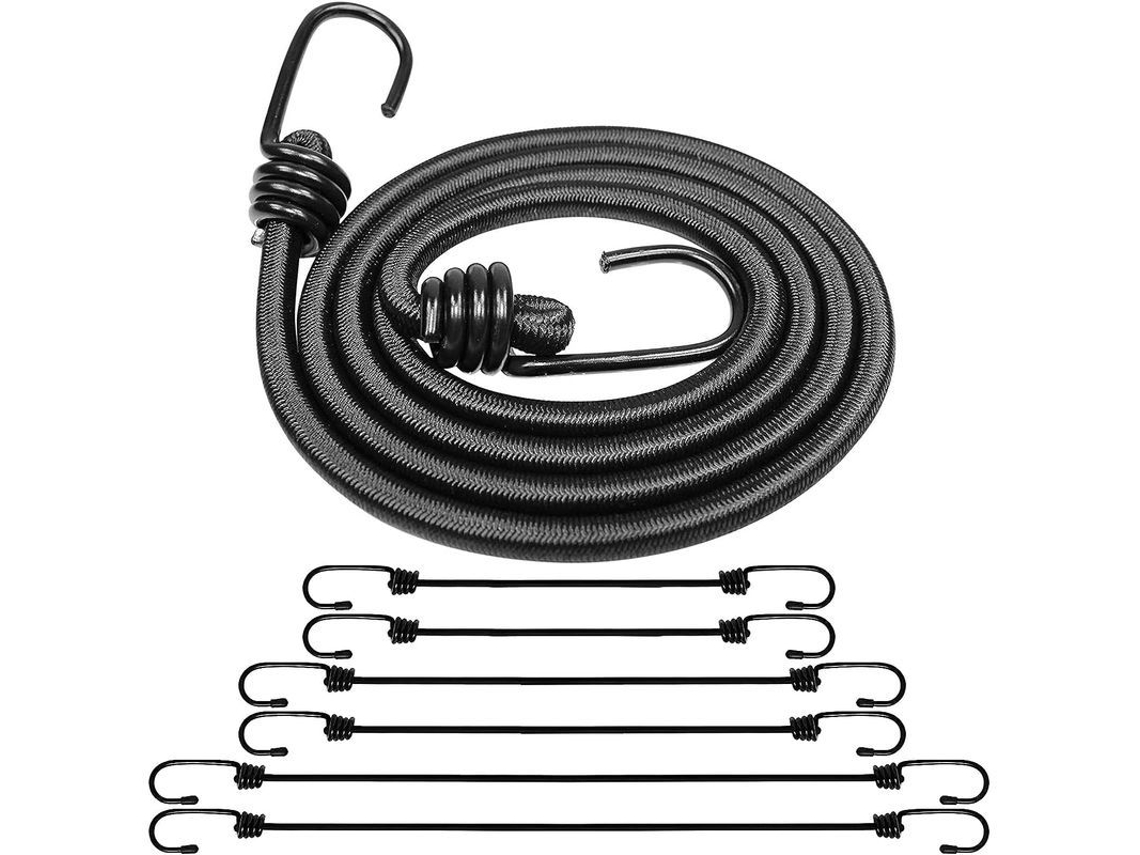 Cuerdas Elásticas, 6 Piezas de Correas de Bungee Resistentes Con Ganchos, 3 Longitudes Diferentes Pzo