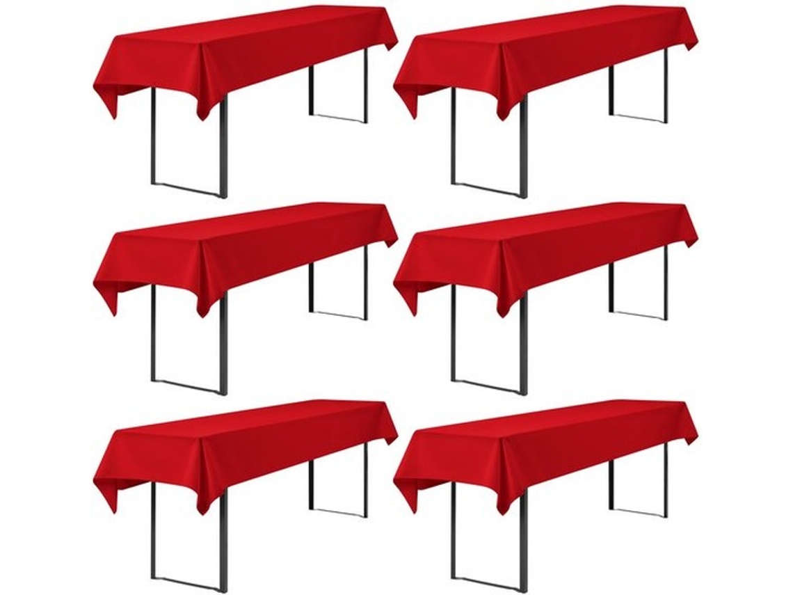 Biertafelkleden - Set Van 6 - Rood - 100x250 Cm