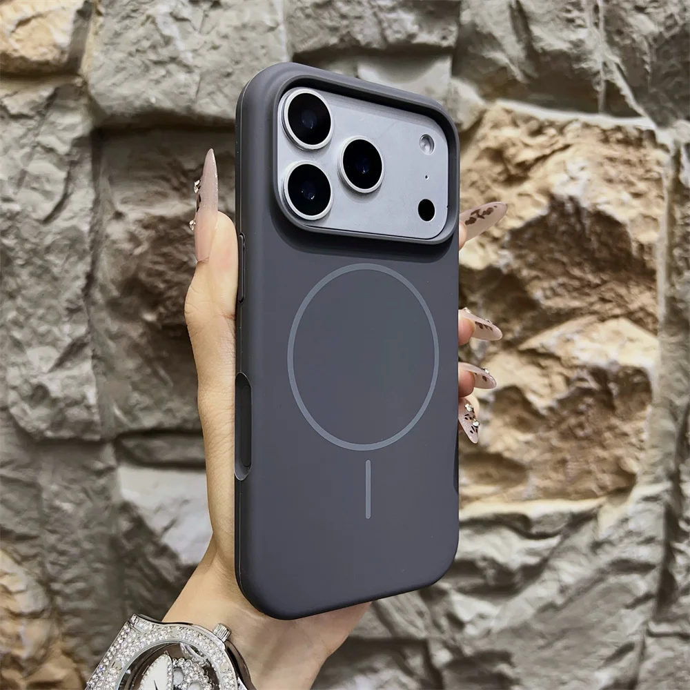 Capa Magnética Magsafe Para Iphone 17 Pro (cinza), Feita De Silicone Líquido Com Toque Suave.