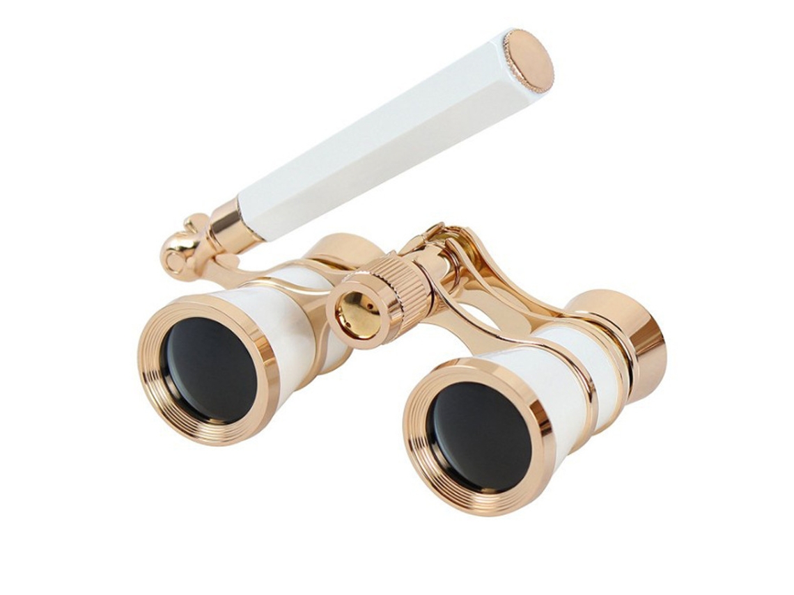 Binóculos 3x25, Óculos de Ópera Metal com Lentes Revestidas, Telescópio Branco BRILVIBERA