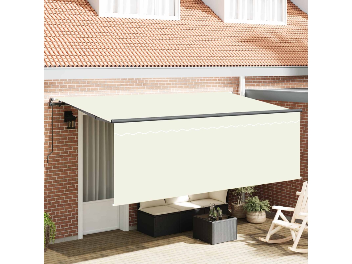 Vidaxl Toldo Retrátil Creme 350 X 200 Cm Poliéster E Alumínio