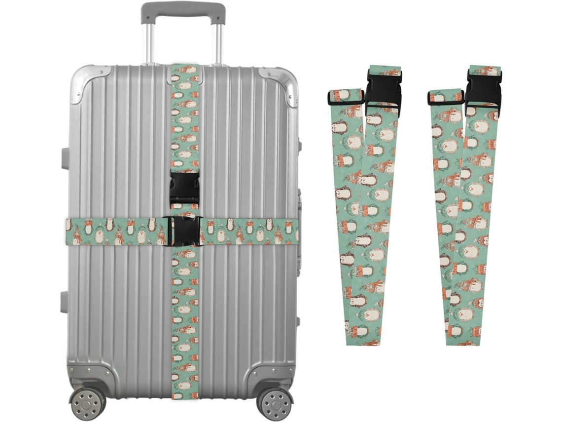 Conjunto De 2 Cintas Bagagem Em Formato Coração Com Estampa Pinguim Para Malas, Cintas De Viagem, Acessórios Para Cintos