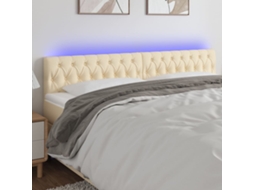 Vidaxl Cabeceira De Cama C/ Luzes Led Tecido 180x7x78/88 Cm Cor Creme
