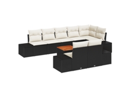 Conjunto 9 Conjunto De Sofás Para Exterior Vidaxl Preto Vime Pe (55 X 55 X 37 Cm)