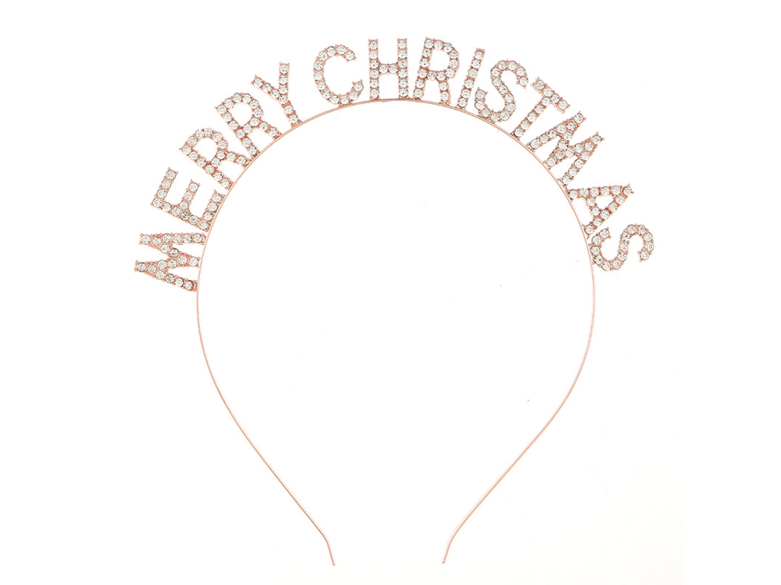 Faixa de Cabeça com Letras de Natal Ouro Rosa AURUM