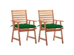 Cadeiras De Jantar P/ Jardim 2 Pcs C/ Almofadões Acácia Maciça Dkd Home Decor