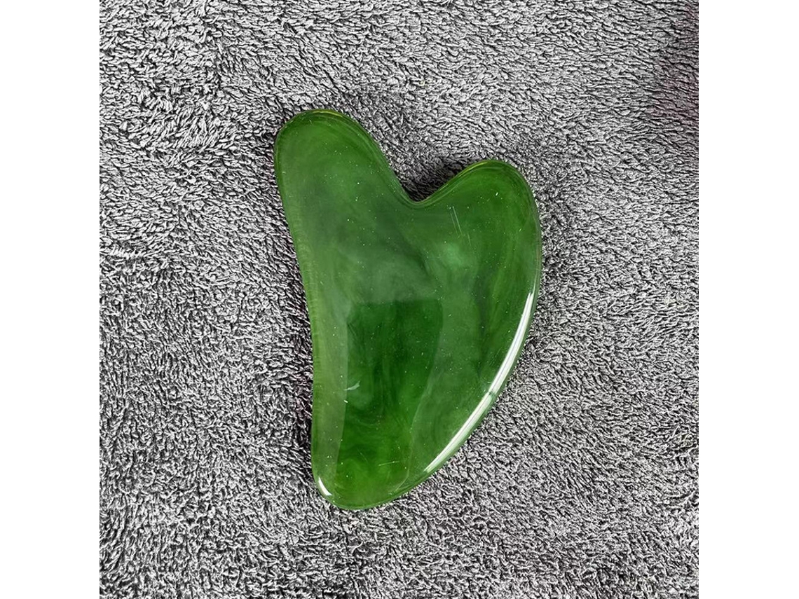 1 Placa de Gua Sha em Resina em Formato de Coração para Massagem Facial Ferramenta de Massagem Spa MDUG (verde C)