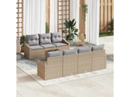 Vidaxl Conjunto De Sofás 8 Unid. Bege E Cinza Claro Vime Pe