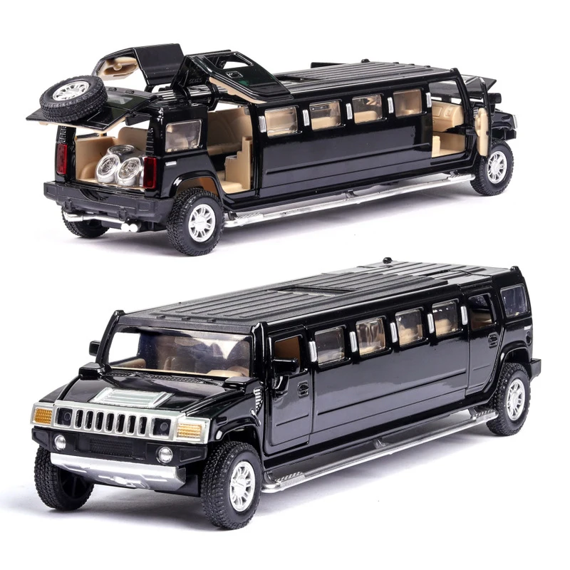 (preto)miniatura De Carro Em Metal Fundido,escala 1:32, Modelo Sedã De Luxo Longo,com Som, Luz, Mecanismo De Fricção, Luzes Piscantes E Música.