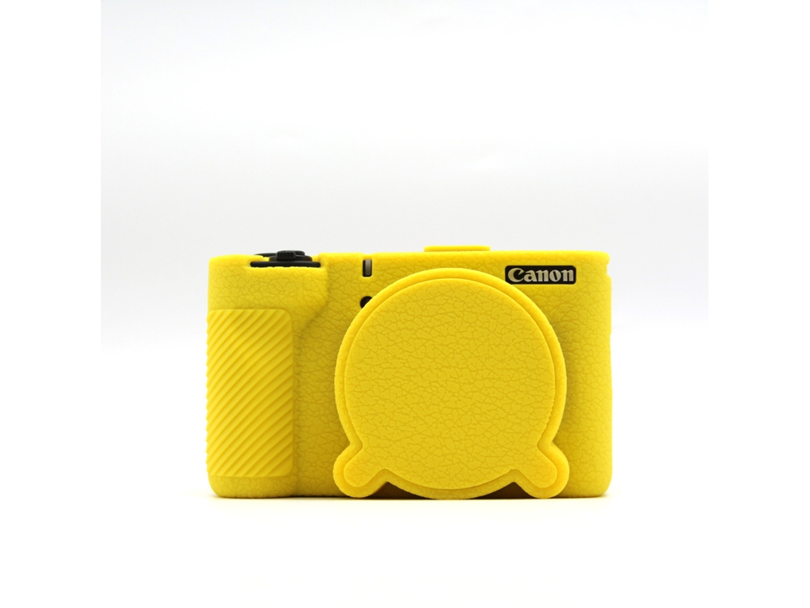 Capa Protetora Silicone HEXINYIGJLY para Canon Powershot V1antirriscos, Acesso Tripé, Tampa de Lente Amarelo