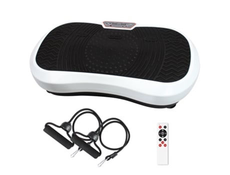 Leogreen Plataformas Vibratórias Fitness, com Controle Remoto, Faixas de Resistência e Tapete de Yoga, 180 Níveis, 69 x 39 x 13 cm - Branco