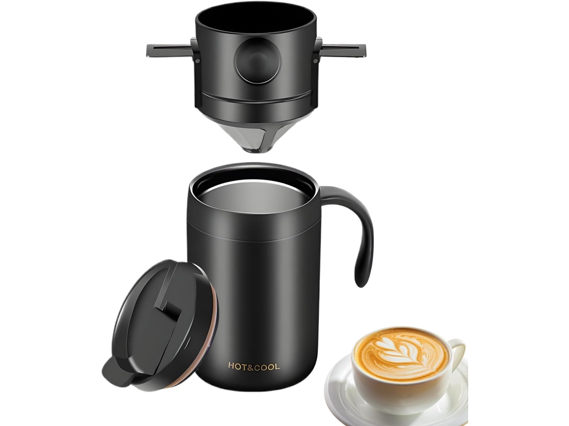 Cafeteira De Filtro Em Aço Inoxidável Com Isolamento Térmico, Para Viagens, Caminhadas, Uso No Carro, Para Tomar Café,