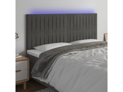 Cabecero de terciopelo con LED 160x5x118/128 cm Gris Oscuro