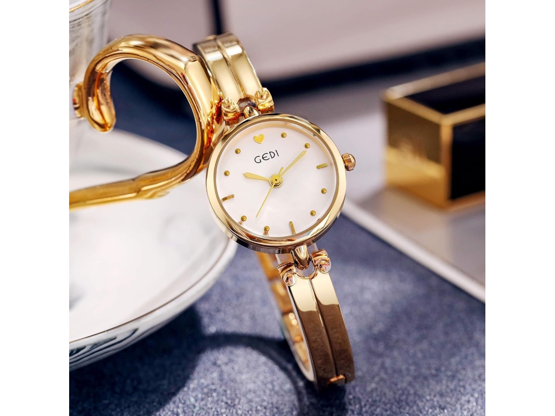 Lurelia Relógio Feminino, Analógico, Detalhes Com Strass, 0,35 Polegadas, 9 Mm, 23 Mm, 8 Mm, Aço Inoxidável, Vidro Mineral, Resistente À Água, Rosa