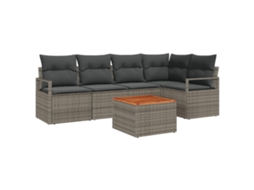Conjunto 6 Conjunto De Sofás Para Exterior Vidaxl Cinzento Vime Pe (232 X 122 X 69 Cm)