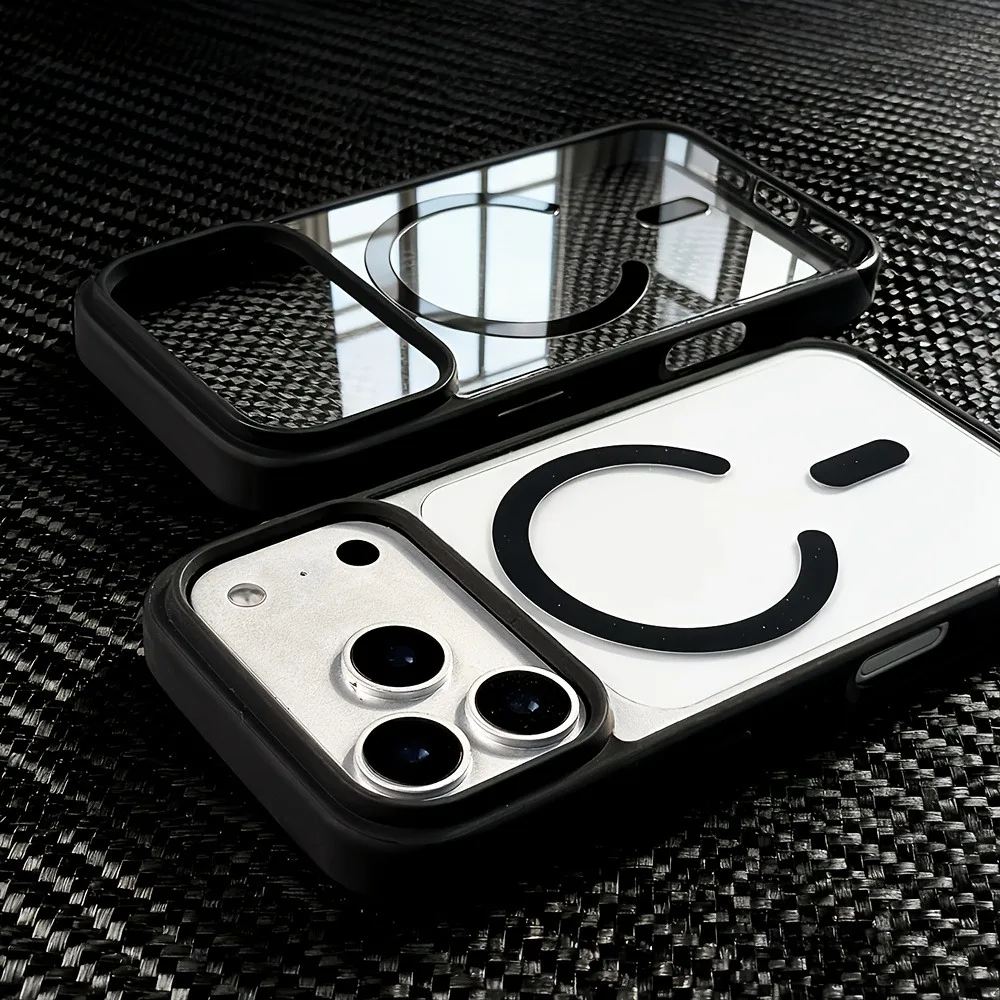 Capa Magnética Transparente Para Iphone (iphone 14 Pro Max Preto), Capa Elegante Para Celular.