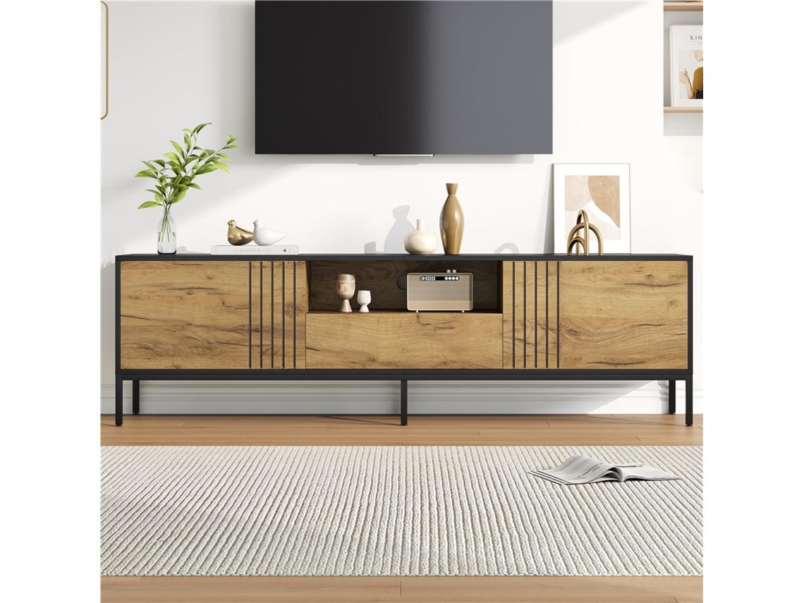 Móvel Tv 170x35x50cm 2 Armários 1 Gaveta Até 70 Polegadas
