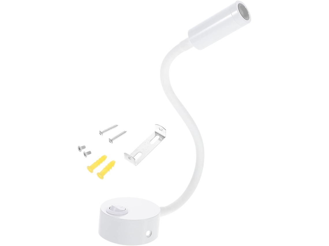 Luminária de Leitura Led Branca Flexível de 3w com Interruptor Compacto para Quarto e Autocaravana. SFUSHOS