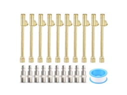 Conjunto de 10 mangueiras de ar com cabeçote duplo e conexão dupla de 1/4" FNPT para inflar pneus de caminhão, motocicleta e carro.