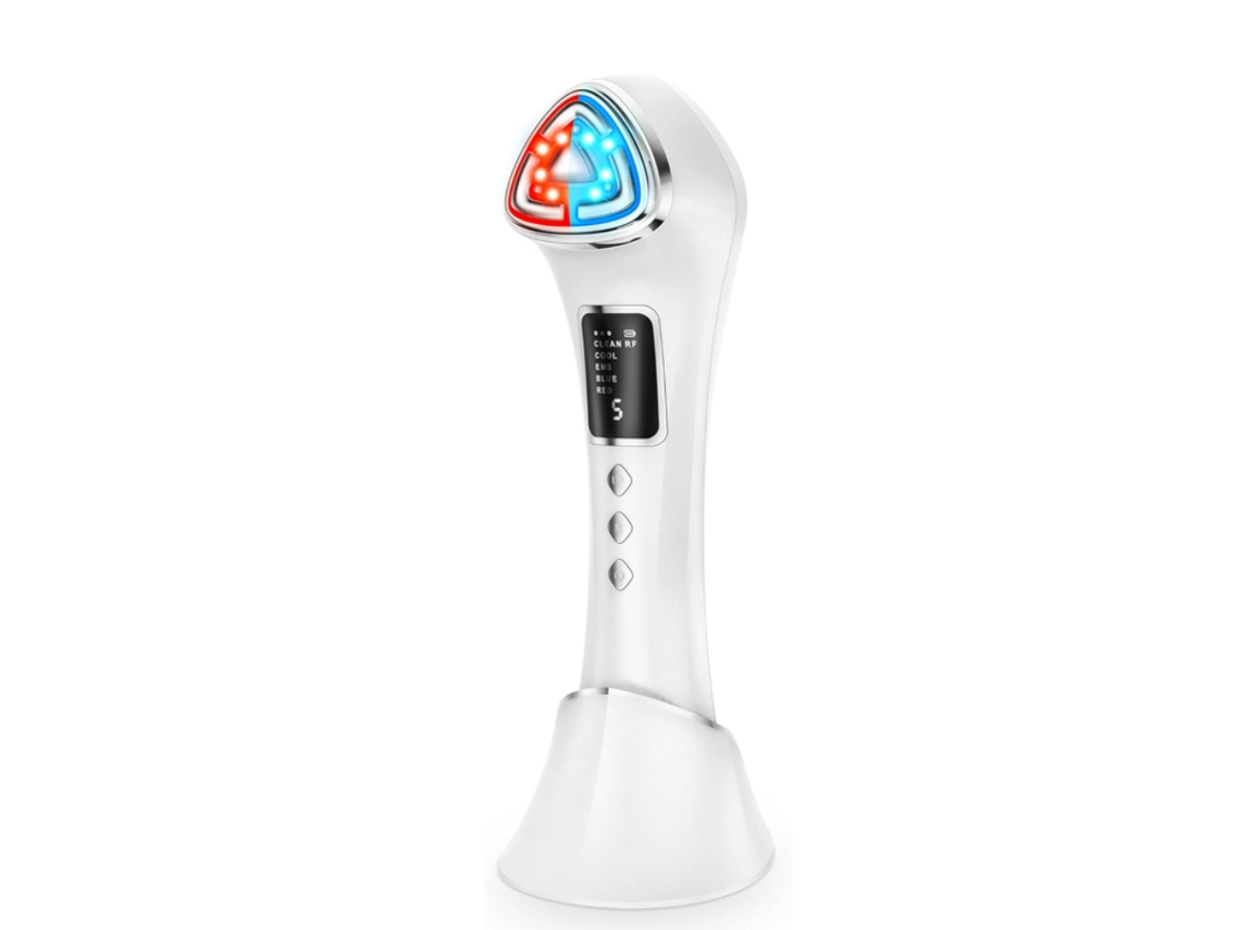 Dispositivo facial RF quente/frio, lifting iônico EMS, cuidado facial para olhos e boca, poros, unissex, uso doméstico, branco