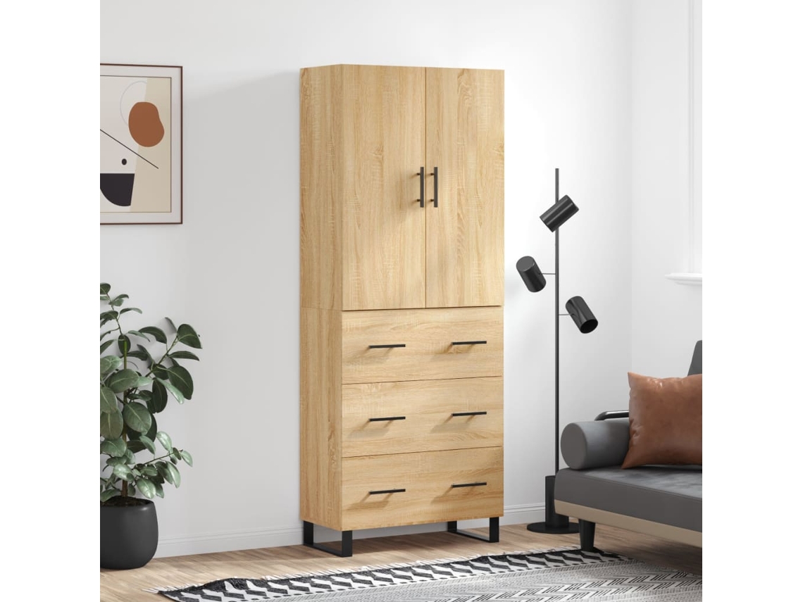 Vidaxl Armário Alto 69,5x34x180 Cm Derivados De Madeira Cor Sonoma