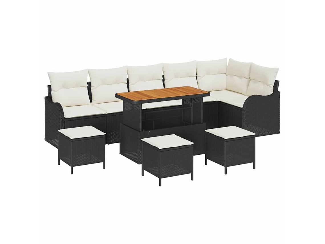 Maison Exclusive - Conjunto De Sofá De Jardim Com Almofada 10 Pcs Preto E Creme