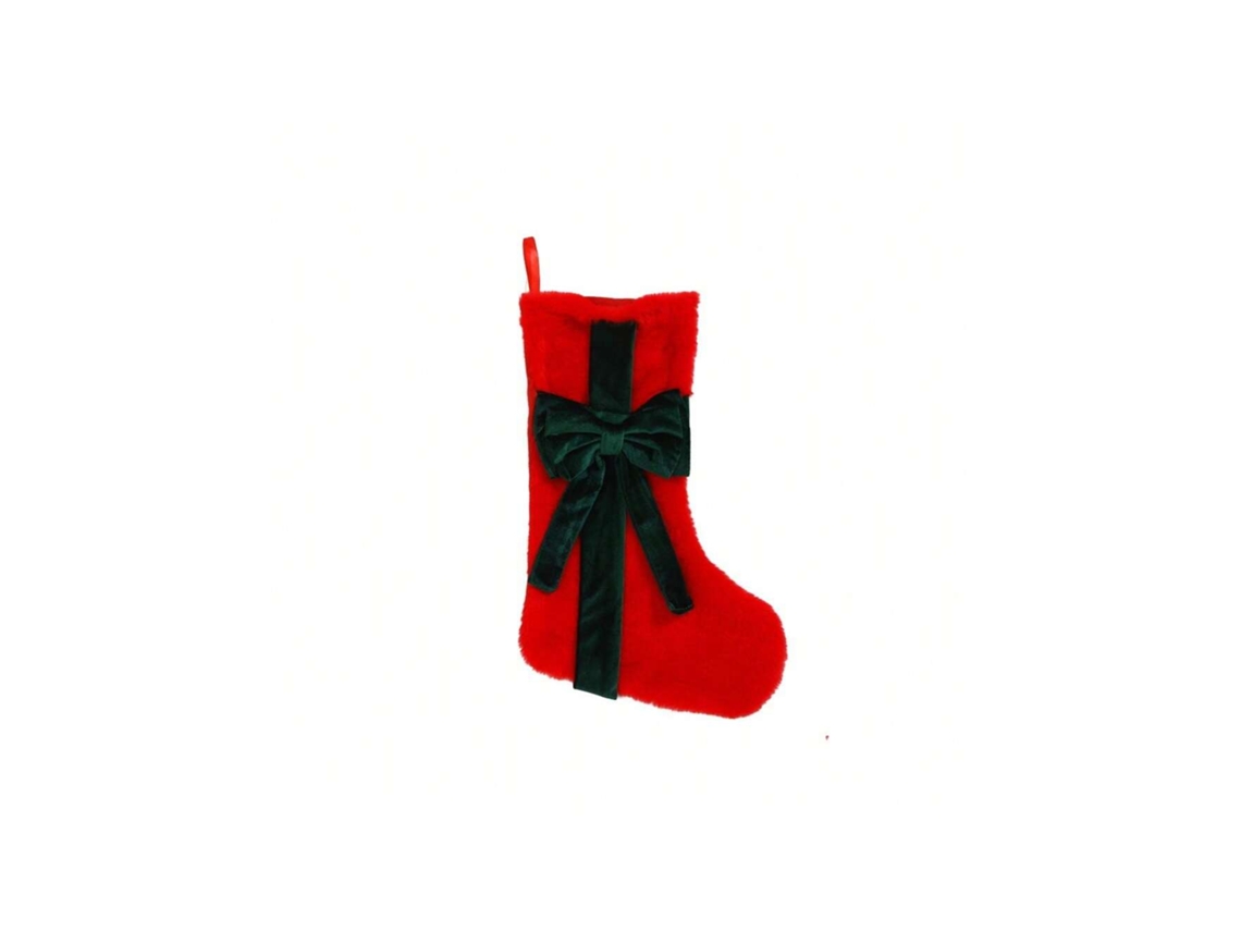 Meias De Pelúcia De Natal Com Laço, Sacola De Presente, Decoração Para Chimenea E Parede, 19x27x45 Cm Igvtrade